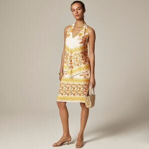 J.CREW Open-back halter top in sunset rose block print Size - M